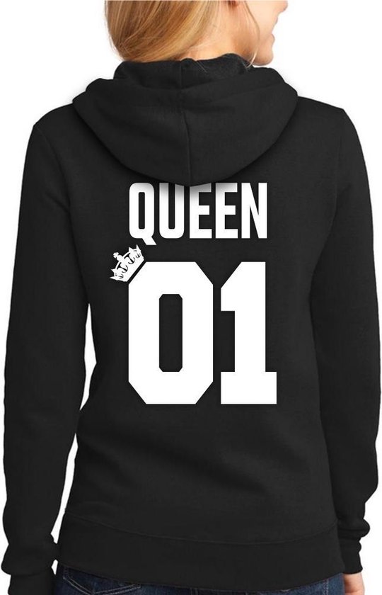 King 01 / Queen 01 hoodie (Queen - Maat M) | Koppel Cadeau | Valentijn Cadeautje voor hem & haar