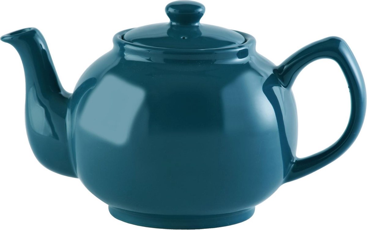 Price en Kensington - Theepot - 6 pers. - Niet zwaar - Handvat blijft koud - 1u warm - Aardewerk - Blauwgroen - 1.1 L - Ø 12 cm