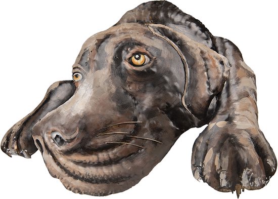 Clayre & Eef Wanddecoratie Hond 70*52 cm Bruin Ijzer Muurdecoratie Wandversiering