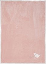Clayre & Eef Plaid 130*160 cm Roze Polyester Rechthoek Kat Deken Kleed Dekentje