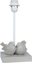 Clayre & Eef Lampenvoet Tafellamp 14*13*30 cm E27/max 1*60W Grijs Kunststof Vierkant Vogels Lampvoet