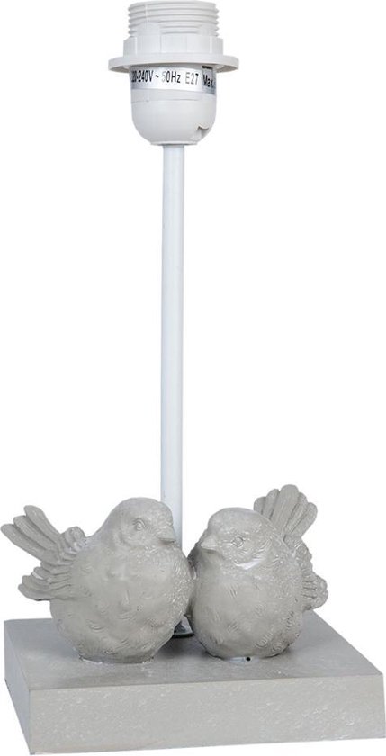 Clayre & Eef Lampenvoet 14x13x30 cm Grijs Kunststof Vierkant Vogels Lampvoet Tafellamp