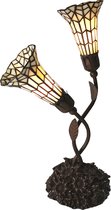 LumiLamp Tiffany Tafellamp 44x26x61 cm Beige Glas Tiffany Bureaulamp