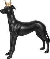 Clayre & Eef Decoratie Beeld Hond 43*13*44 cm Zwart Kunststof Decoratief Figuur Decoratieve Accessoires Woonaccessoires