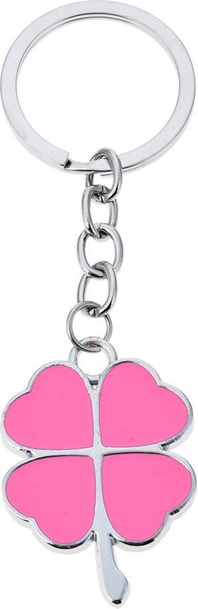 Melady Sleutelhanger Roze Metaal Klavertje Sleutelhanger met Koord Cadeau voor haar