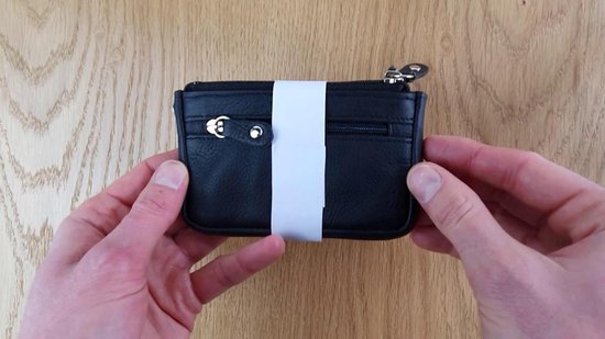 2 Porte-Clés En Cuir PU Noir - Étui Compact Pour Clés De Voiture, Cartes Et Monnaie - 11x8 Cm