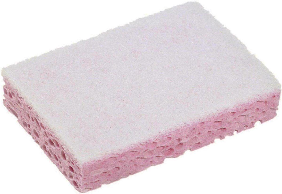 Goedkoopste Sponrex 31 - viscose schuurspons pak a 10 stuks 130x84x28 mm roze/wit