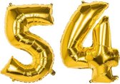 54 Jaar Folie Ballonnen Goud - Happy Birthday - Foil Balloon - Versiering - Verjaardag - Man / Vrouw - Feest - Inclusief Opblaas Stokje & Clip - XXL - 115 cm