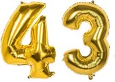 43 Jaar Folie Ballonnen Goud - Happy Birthday - Foil Balloon - Versiering - Verjaardag - Man / Vrouw - Feest - Inclusief Opblaas Stokje & Clip - XXL - 115 cm
