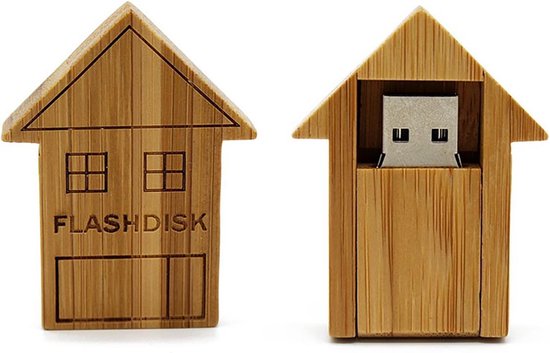 Hout huis USB stick 8GB