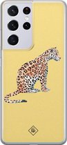Samsung S21 Ultra hoesje siliconen - Leo wild | Samsung Galaxy S21 Ultra case | geel | TPU backcover transparant