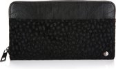 Yoonz - Portemonnee Cheetah Print - Zwart - Rits Portemonnee - Voorvakje - Achtervakje Met Rits - Kunstleer