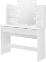 Kaptafel Eda met Led-verlichting USB-kabel en spiegel wit