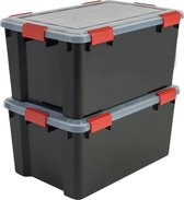 Boîte de rangement hermétique IRIS - 50L - 2 pièces - Noir / Rouge