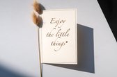 Luxe wenskaarten met rosé goudfolie – “Enjoy the little things” – set 3 dubbele kaarten – incl enveloppen