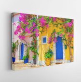 Onlinecanvas - Schilderij - Street In Kefalonia. Greece Art Horizontal Horizontal - Multicolor - 60 X 80 Cm