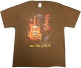 T-Shirt, Elektrische gitaar, bruin maat XXL