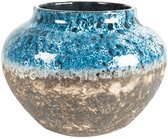 Jar Lindy Sky Blue blauwe pot 28 cm ronde bloempot voor binnen