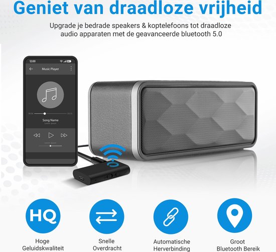 Bluetooth Receiver - Bluetooth Ontvangen Voor Muziek En Handsfree Bellen - AUX Voor Auto, Speakers En Andere Apparaten - AlwaysCare™ - AlwaysCare