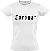 Corona Dames t-shirt | virus |bier | viruswaanzin | vaccinatie | cadeau | wit