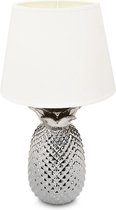 Tafellamp in de vorm van een ananas - 40 cm hoog - decoratieve keramische lamp voor je nachtkastje of salontafel - decoratieve lamp met E27-schroefdraad in het goudzwart., zilver/wit