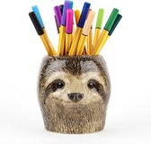 Handbeschilderd potlodenpotje van een luiaard