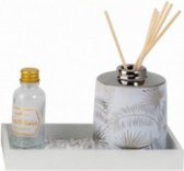Moederdag geschenk Geurverspreiders | Diffuser | Relaxdays Aroma Geurset met Geurolie 9x17,5cm | Zilver Lavendel