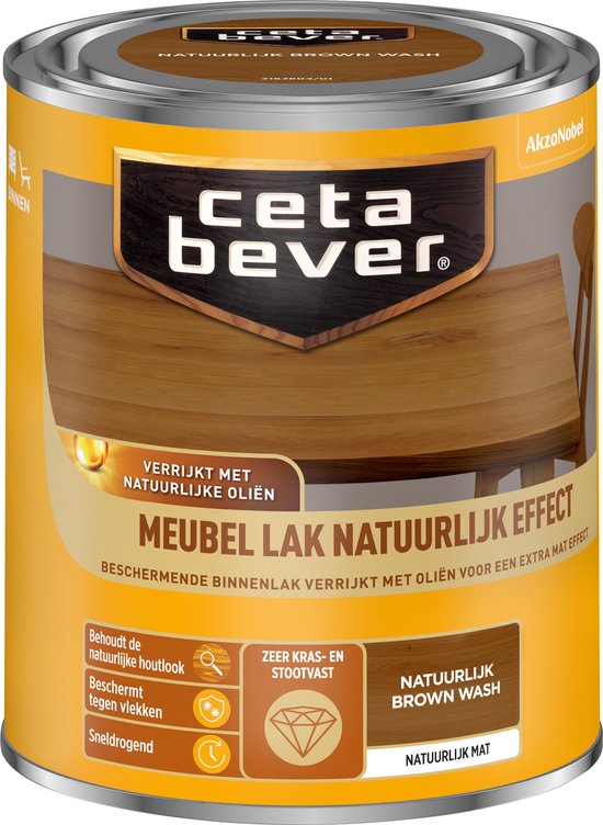 CetaBever Meubel Lak - Natuurlijk Effect - Brown Wash - 750 ml
