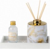 Moederdag geschenk Geurverspreiders | Diffuser | Relaxdays Aroma Geurset met Geurolie 9x17,5cm | GOUD Lavendel