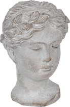 Clayre & Eef Decoratie Buste Vrouw 16*15*23 cm Grijs Steen Decoratief Figuur Decoratieve Accessoires Woonaccessoires
