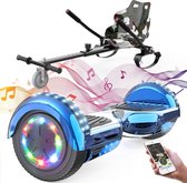 Evercross Hoverboard 6.5 Inch | Flits Wielen | Bluetooth Speaker | LED verlichting | Blauw Chroom + Hoverkart Camouflage