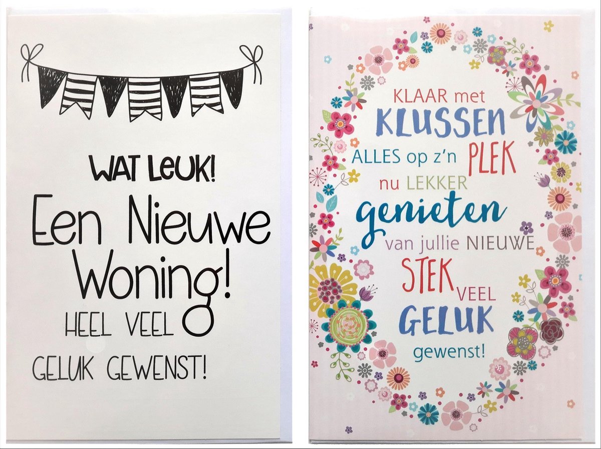 Nieuwe Woning + Klussen En Genieten Op Je Nieuwe Stek - 2 Wenskaarten – 12  X 17 Cm | Bol.Com