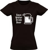 Save water drink beer Dames t-shirt | drank | bier | kroeg | grappig | cadeau | Zwart
