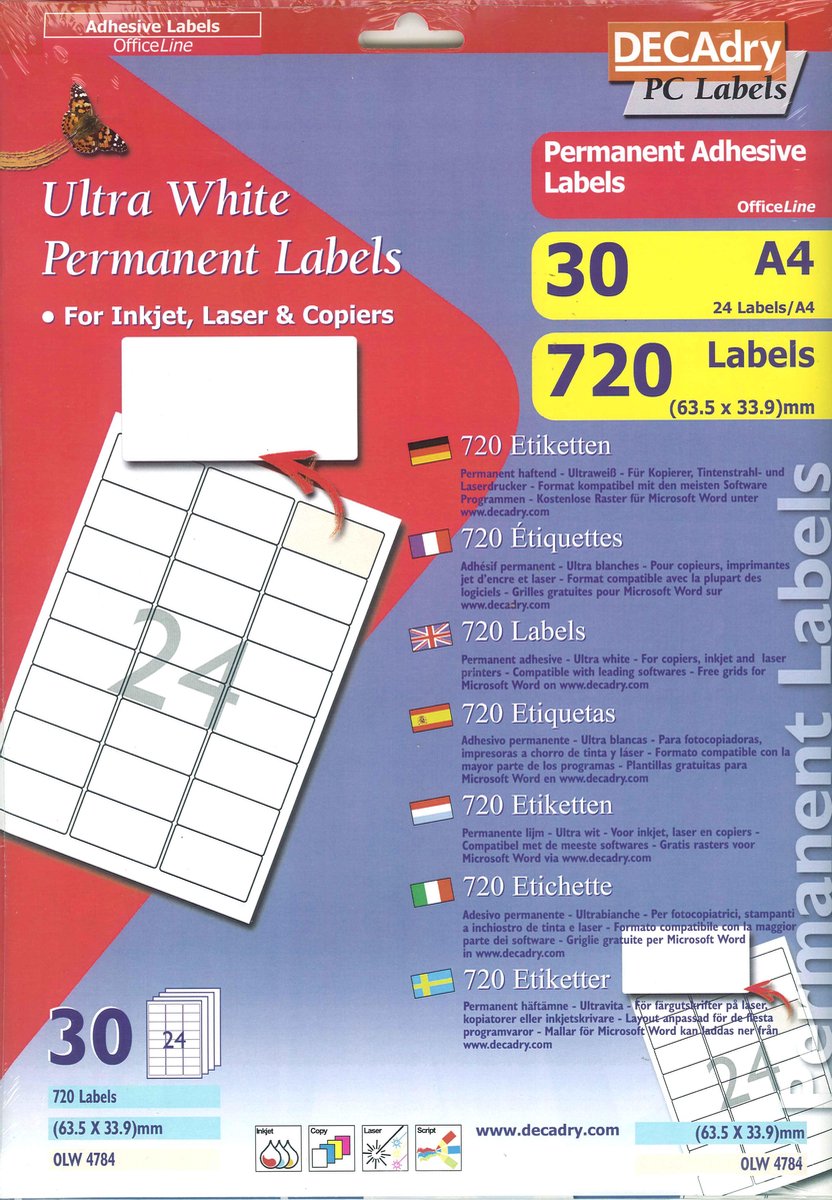 Decadry Etiketten / Labels 63.5 x 33.9 mm