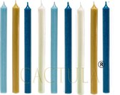 Cactula belles bougies de table longues 28 cm en 3 couleurs 9 pièces | Nuit Starry de van Gogh | Bleu clair / Ocre jaune / Bleu foncé / Champagne