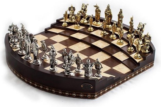3D Schaakbord - Schaakspel - Schaakset - Handgemaakte houten schaakbord - Compleet | bol.com