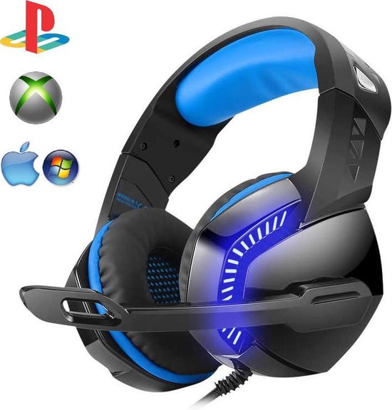 Casque Gamer Pour PS4 PC Filaire Antibruit Micro Noir Bleu