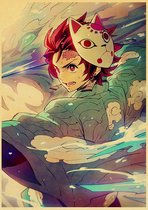 Kimetsu no Yaiba Demon Slayer Tanjiro Water Breathing Pose I Anime Vintage Poster 42x30cm.