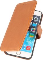MP Case - Echt leer hoesje iPhone 7 Plus / 8 Plus bookcase wallet cover - Tan