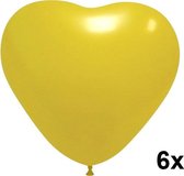 Hartjes ballonnen geel, 6 stuks, 25 cm