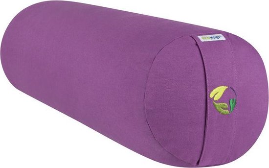 Yoga Bolster Rond - Ecoyogi – 60 x 20 cm – 3,9 kg - Lavendel – Eco katoen - GOTS gecertificeerd - Yoga rol