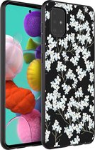 iMoshion Design voor de Samsung Galaxy A51 hoesje - Bloem - Wit / Zwart