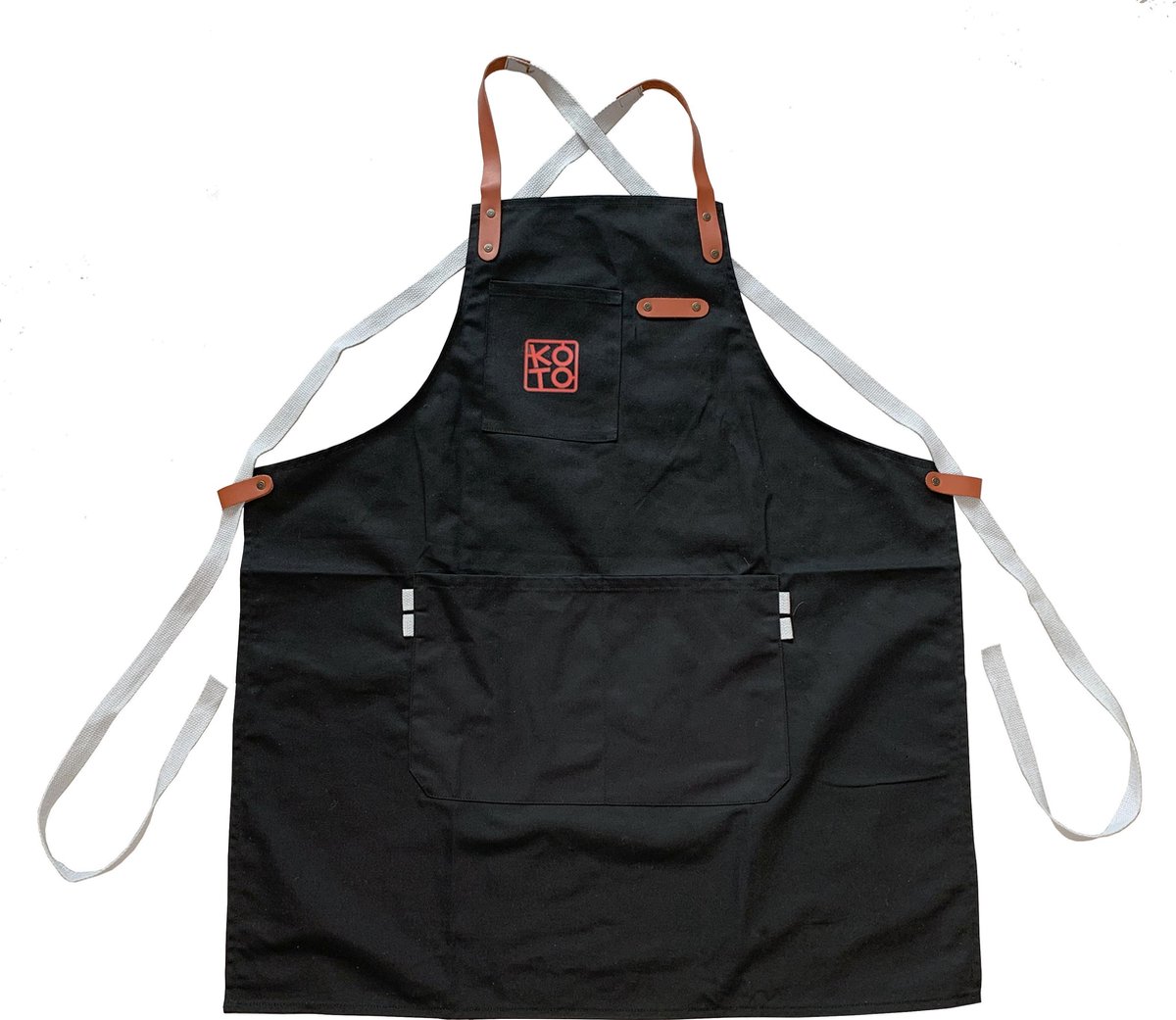 KOTO Kitchen | Schort met zakken | Zwart | 68cm x 83cm
