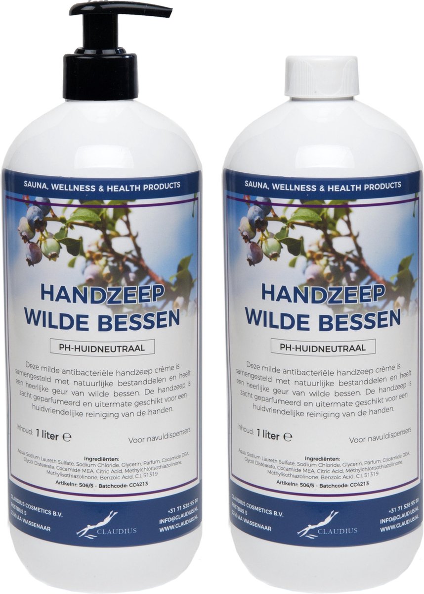 Goedkoopste Handzeep Wilde Bessen 1 liter - met gratis pomp - set van 2 stuks