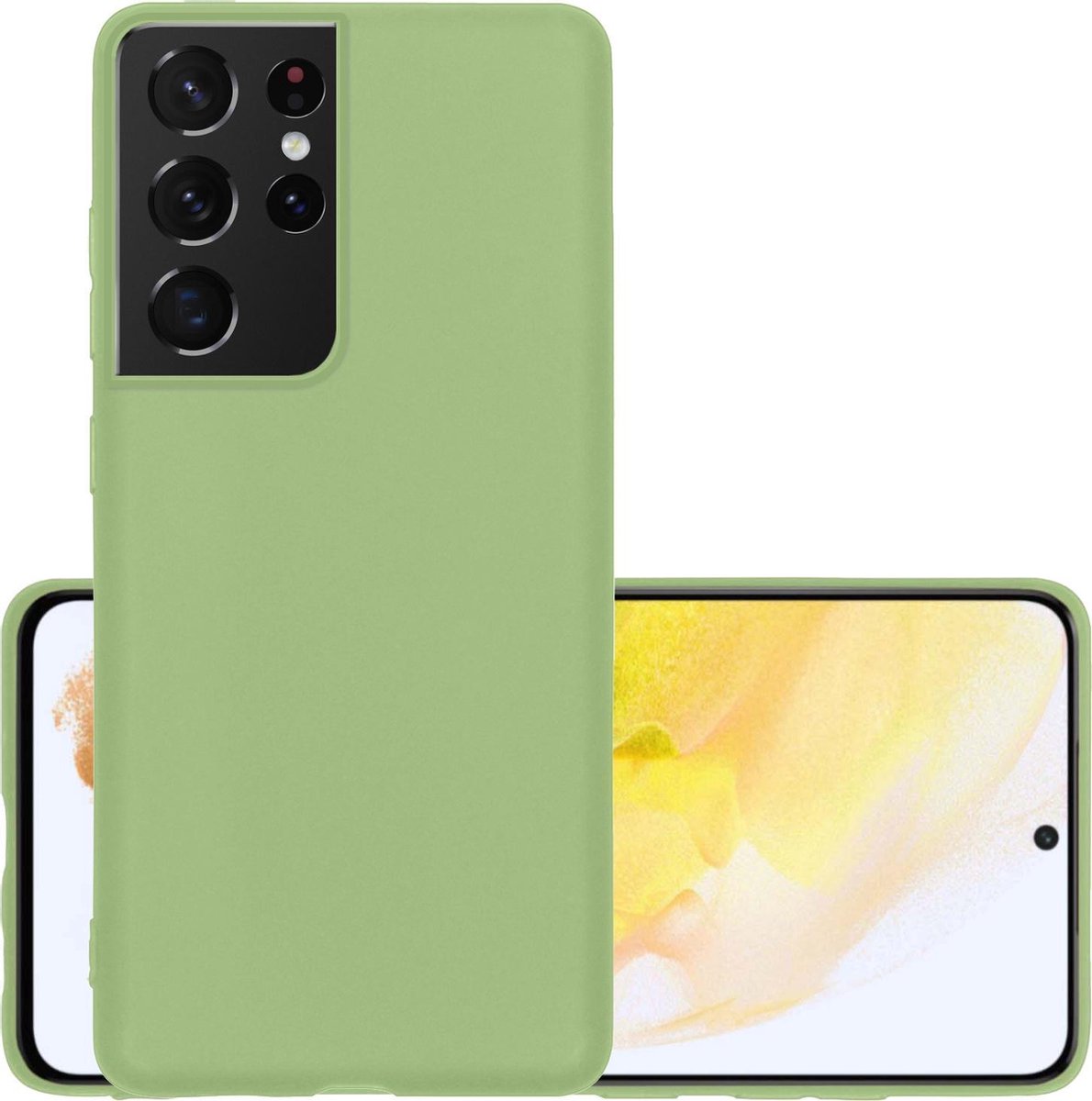 Hoesje - Geschikt voor Samsung Galaxy S21 Ultra - Sterk & Shockproof - Hoes Cover - Siliconen Case - Groen