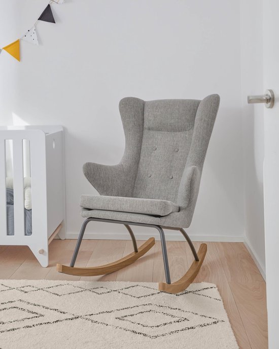 Kave Home - Meryl schommelstoel in grijs met stalen poten en massief  essenhout | bol.com