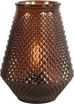 Countryfield - Led lamp van bruin glas - Tafellamp met timer - Maive bossa-nova - Hoogte 15,5 cm