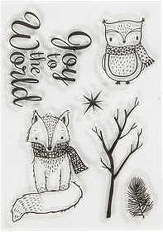 tampons en silicone. chouette et renard. taille 10,5x15cm. 1 feuille