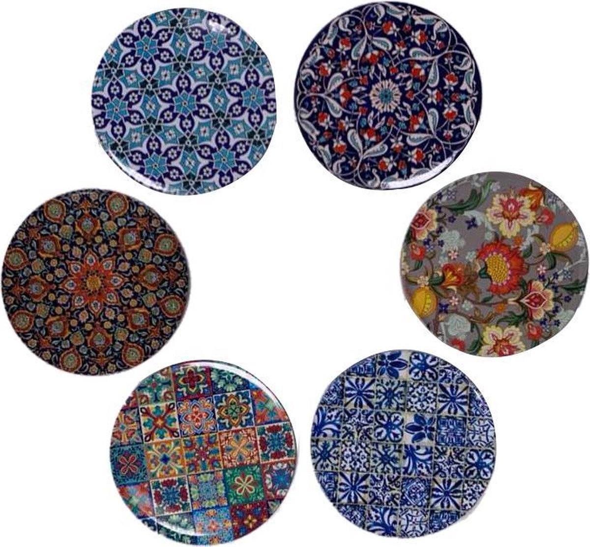 Onderzetters voor glazen - Tafelaccessoires -  Onderzetters  - Coasters - Set van 6 - Mandala design  - Cadeau