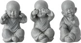Set van monniken horen-zien-zwijgen - Grijs 27 cm